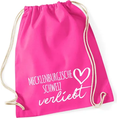 Produktbild von Huuraa Turnbeutel Mecklenburgische Schweiz verliebt 12 Liter Fuchsia Baumwolle Rucksack Geschenkidee