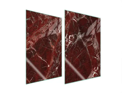 Immagine prodotto di Piastre copri fornelli 2 pezzi 35x52 Copri piano cottura in Vetroceramica tagliere in vetro marmo rosso