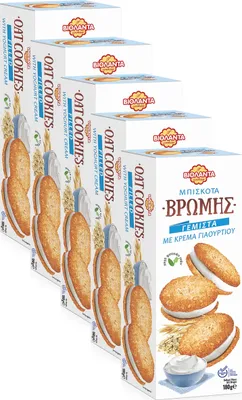 Produktbild von Cookies Doppelkekse gefüllte Hafer-Kekse mit Joghurt-Creme 900g aus Griechenland