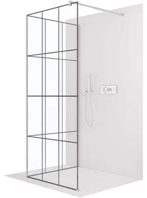 Obrázek produktu pro Sprchová zástěna Walk-in Onyx Corner Round L/P - 8 mm - kulatá vzpěra - chrom, industriální sklo - 120x90x200 cm