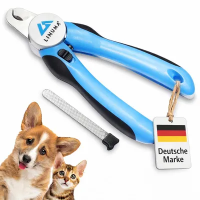 Produktbild von LINUMA® Krallenschere für Hunde, Katzen & Kleintiere - Profi Krallenzange aus Edelstahl mit Sicherheitsstopp, integrierter Nagelfeil