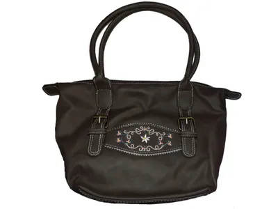 Produktbild von Damen Trachten Tasche Handtasche braun Stickerei 20x34x11cm Kunstleder