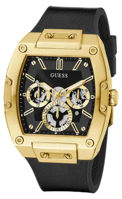 Obrázek produktu pro Hodinky Guess Phoenix pánské, multifunkční, s černým koženým/silikonovým řemínkem, model GW0202G1