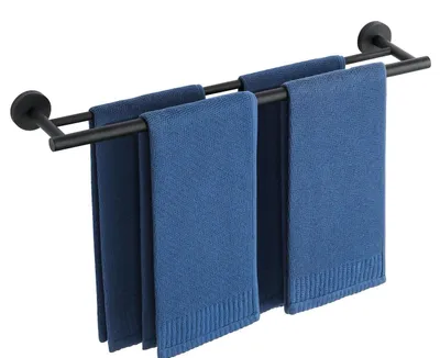 Immagine prodotto di Portasciugamani nero, 60 cm, doppio, in acciaio inossidabile SUS304