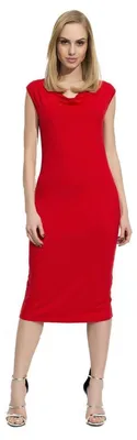 Produktbild von Damen Klassisches Kleid Ärmellos Wasserfallausschnitt; Rot L (40)
