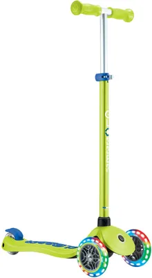 Globber Primo Lights – step voor kinderen, 120/80 mm, ABEC 5, 3 wielen, in hoogte verstelbaar, led-lichtwielen, limoengroen