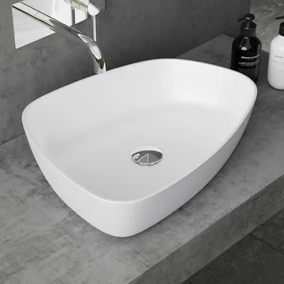 Image de doporro Lavabo Vasque à Poser Blanc Mat 50cm Lave Main Colossum806 51,1x38,7x12cm