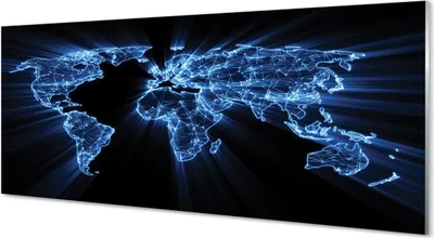 Produktbild von Glasbilder 125x50 Wandkunst blaue Karte