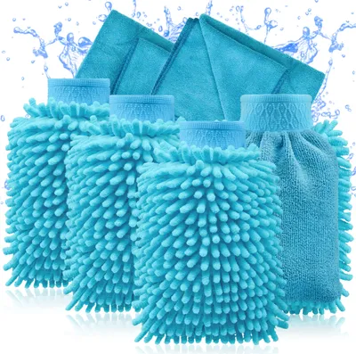 Produktbild von COM-FOUR® 6-teiles Autopflege-Set mit Microfasertuch und Autowaschhandschuh