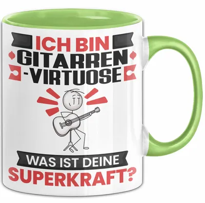 Produktbild von Gitarrenvirtuose Tasse Geschenk für Gitarrenvirtuose Geburtstag Lustiger Spruch Kaffee-Becher Was Ist Deine Superkraft (Grün)