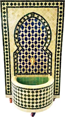 Produktbild von Marrakesch Gartenbrunnen Zimmerbrunnen aus original marokkanische Mosaik 107 cm Gross | Brunnen als Gartendeko Terassendeko & Balkon Deko | Springbrunnen Inkl. Pumpe für entspannenden Wasserfall