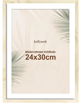 Produktbild von Bilderrahmen 24x30cm Echtholz mit Passepartout und Acrylglas Kiefernholz