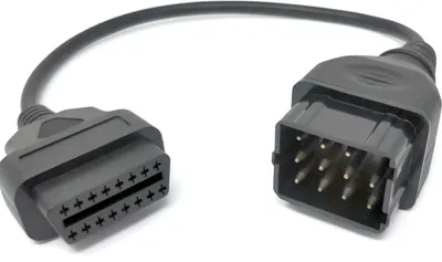 Produktbild von OBD Kabel 40 cm OBD 2 Buchse für Renault 12pin in Schwarz für Auto Diagnose