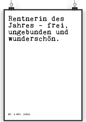 Produktbild von Mr. & Mrs. Panda Bild Rentnerin des Jahres -... DIN A3 - Weiß - Geschenk, drucke, Spruch Sprüche Weisheiten Zitate Lustig Weisheit Worte, Wandbild, Rentner, wanddeko