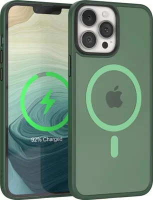 Produktbild von EAZY CASE - Outdoor Case mit MagSafe Funktion kompatibel mit Apple iPhone 13 Pro Max, induktives Laden, stoßfest, Silikonhülle mit Kameraschutz in Grün