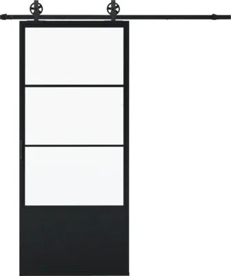 Produktbild von Pertura Schiebetür Komplett-Set Jarn 04 Satin 1000x2350 mm inkl. Laufschiene mit Speichenrad,Griff-Set