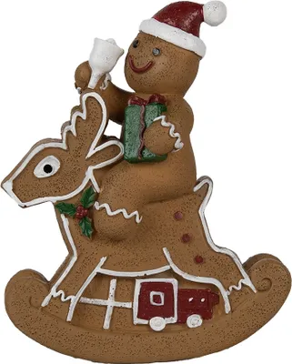 Produktbild von Clayre & Eef Weihnachtsdekoration Pfefferkuchenmann 11x5x12 cm Braun Polyresin