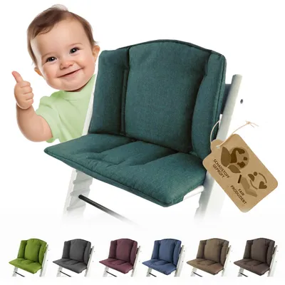 Produktbild von BAMBINIWELT Ersatzbezug, Kissen-Set für Hochstuhl/Kinderstuhl Stokke Tripp Trapp, Sitzverkleinerer türkis meliert