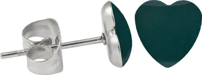 Produktbild von Chirurgenstahl Ohrstecker Emaille Herz Farbe - Dunkelgrün