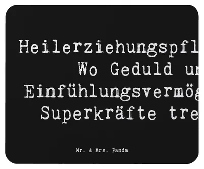 Produktbild von Mr. & Mrs. Panda Mouse Pad Spruch Heilerziehungspflegerin Superkräfte - Schwarz - Geschenk, computer mousepad, Mauspad, Wertschätzung, Berufsliebe, Betreuung, laptop