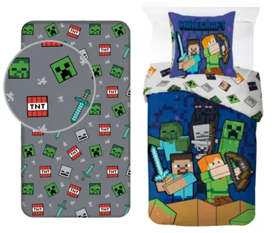 Produktbild von Minecraft-Schlafzimmer-Set; Bettbezug und Bettlaken