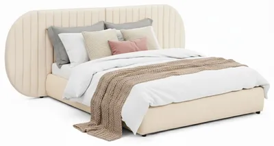 Image de MENZZO Lit-coffre complet avec tête de lit modulable Cocon 160x200cm Tissu Beige