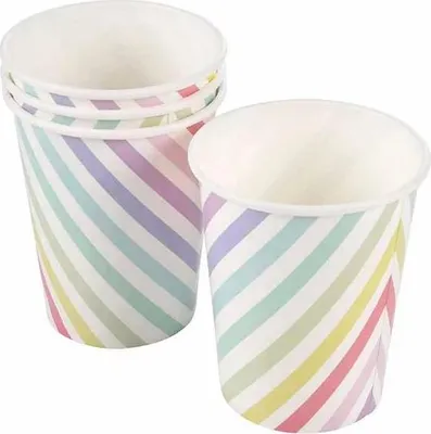 Image de Set de 6 gobelets en carton Licorne arc en ciel