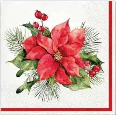 Immagine prodotto di 20 Composizione con tovaglioli Poinsettia - Poinsettia a fuoco 33x33cm