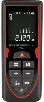 Zdjęcie produktu dla Miernik laserowy Extol Premium 8820047, zasięg 70 metrów (zielony), z akumulatorem litowo-jonowym