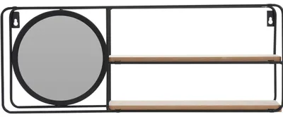 Produktbild von Wandregal mit Spiegel schwarz Metall 50 cm x 10 cm x 20 cm