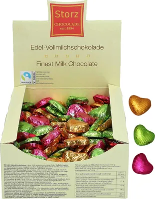 Produktbild von 200er SET Choco - Herzen bunt, lose im Display / Schokolade Herz / Valentinstag / Muttertag