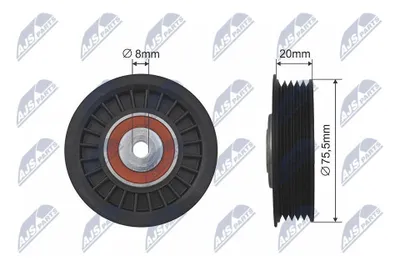 Produktbild von NTY RNK-AU-010 Spannrolle Keilrippenriemen 75mm für VW PASSAT Variant (3B6) für AUDI A4 Avant (8E5, B6) A4 Limousine (8D2, B5) A4 Avant (8D5, B5)