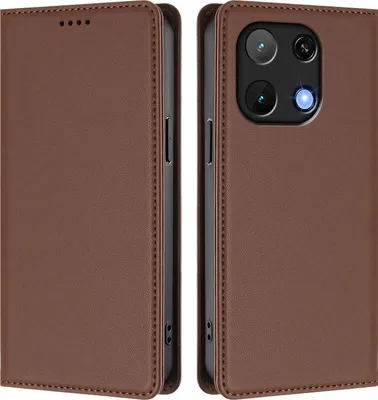 Produktbild von Handyhülle für Umidigi Note 90, Kunstleder Klapphülle Stoßfeste Magnetische Hülle mit Ständer Braun
