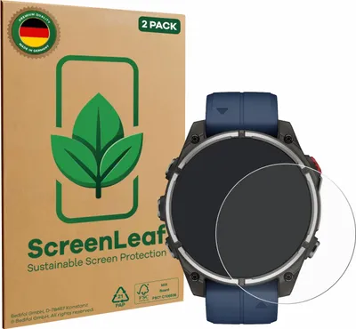 Produktbild von 2x ScreenLeaf Schutzfolie für Garmin quatix 8 Pro (47 mm) nachhaltiger Displayschutz Display Schutz Folie Klar Transparent