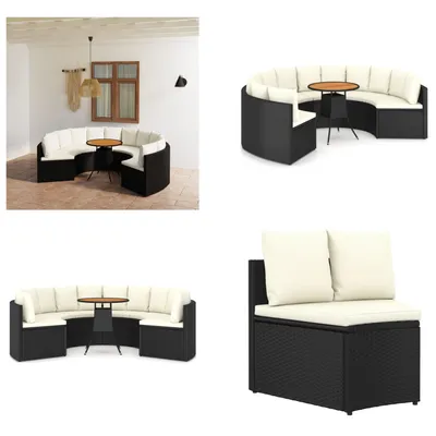 Zdjęcie produktu dla vidaXL 7-częściowa sofa ogrodowa z poduszkami z czarnego rattanu - Zestaw wypoczynkowy do ogrodu - Zestawy wypoczynkowe do ogrodu - Meble ogrodowe - Zestaw mebli ogrodowych
