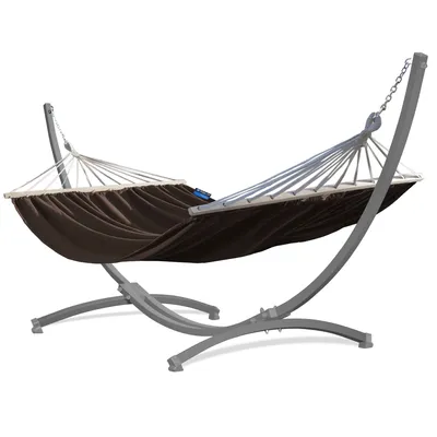 Produktbild von Potenza Outdoor Hängematte mit Gestell für 2 Personen I Stabhängematte XXL 220x160, 200kg I Grau Hängemattengestell 220kg Wetterfest