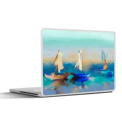 Produktbild von MuchoWow® Laptop Aufkleber Sticker Cover Gemälde - Ölfarbe - Boot - Abstrakt 36.5x27.5 cm - Laptop-Sticker