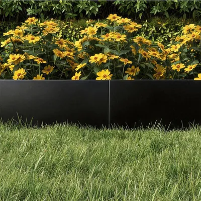 Produktbild von YZNAHRE Rasenkante Metall 20M Beeteinfassung Beetumrandung Verzinkt mit Gezackte Kanten Metall Mähkante Palisade Gartenzaun Höhe 15cm, Schwarz