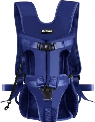 Image de Sac à dos pour animaux de compagnie Famanu, pour chiens - Portable, bretelles réglables, respirant (bleu marine, taille S)