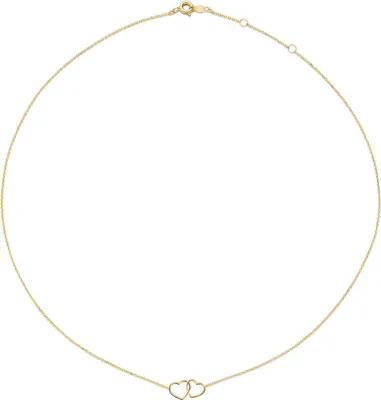 Produktbild von Jackie Gold Jackie Double Heart Collier 14k geelgoud JKN23.049 Damenhalskette