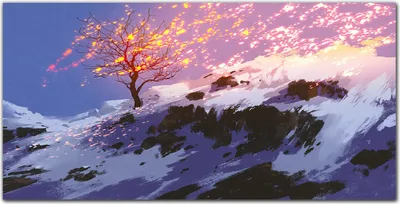Produktbild von Coloray - Bild aus Glas - 120x60 cm - wanddekoration wohnzimmer glasblock mit bild gehärtetes Glas Dekoration Küche - Berg Baum Winter Schnee
