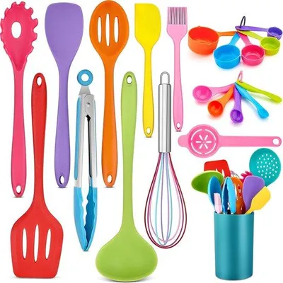 Produktbild von Famanu Küchenhelfer Set 21-teilig - Silikon Kochutensilien mit Halter