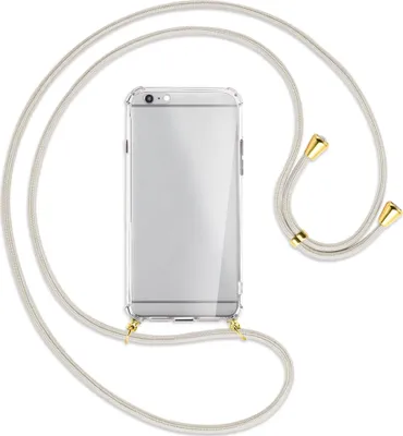 Produktbild von Handykette Backcover-Schutzhülle mit Band (Metall goldfarben) für Apple iPhone 6 Plus - broken white