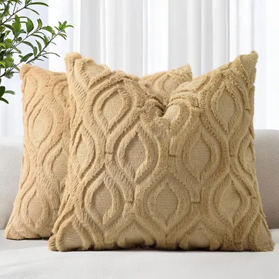 Imagen del producto de Fundas de cojín de imitación piel sintética, 45 x 45 cm, juego de 2 unidades, para sofá y sillón