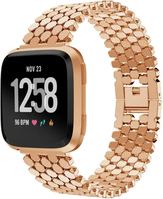 Produktbild von Strap-it Fitbit Versa / Versa 2 Stahl Fischarmband (Roségold)