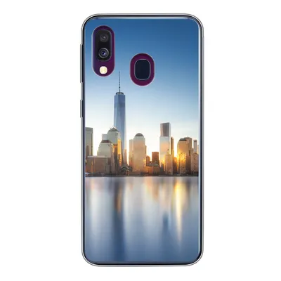 Produktbild von MuchoWow® Handyhülle Schutzhülle Hülle für Samsung Galaxy A40 New York - Skyline - Spiegelung Silikon Softcase Handy Hülle - Handy-Tasche