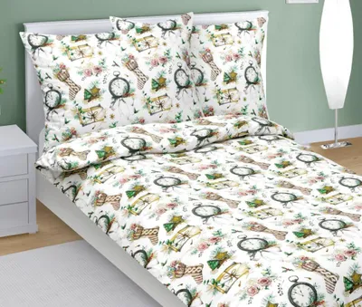 Zdjęcie produktu dla Pościel bawełniana - Boże Narodzenie - biała, zielona - 140x200, 70x90