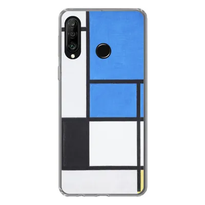 Produktbild von MuchoWow® Handyhülle Schutzhülle Hülle für Huawei P30 Lite Komposition mit Blau, Rot, Schwarz, Gelb und Grau - Piet Mondrian Silikon Softcase Handy Hülle - Handyhülle