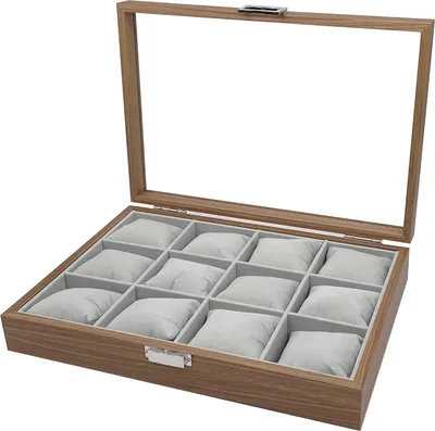 Produktbild von Holz Uhrenkoffer für 12 Uhren Uhrenpräsentation Uhrenaufbewahrung Uhrenbox Armbanduhren Präsentation