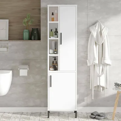 Immagine prodotto di Jongdari - Armadio Multiuso 2 Ante, 45x174h cm Bianco, Appendiabiti